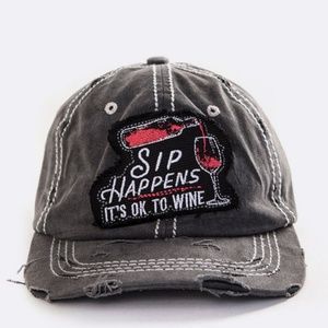 🟠 Sip happens distressed black hat